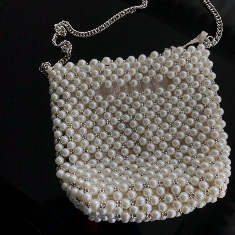 Pearl and silver bead bag
